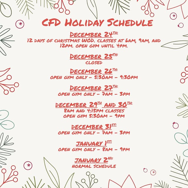 Happy holidays to our CFD family! 🎄✨ Save this post to reference our adjusted holiday …