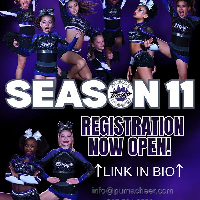 2026-2027 SEASON 11 
REGISTRATION IS NOW OPEN! 
🔝Link in bio🔝
#allstarcheer #pumaprid…