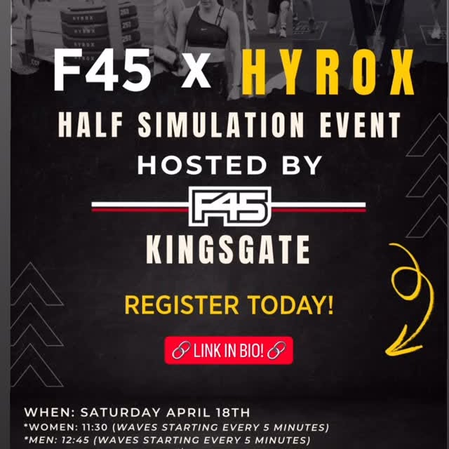 HYROX vibes with your friends at F45 Kingsgate! 👀💥

Join us for our Spring F45 x HYRO…