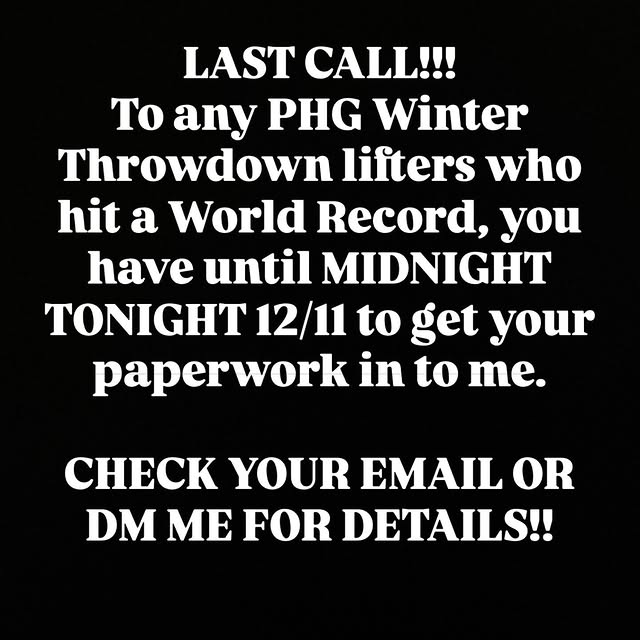 World Record Lifters from the CTX/I-4FIT PHG Winger Throwdown on Saturday 12/6, there a…