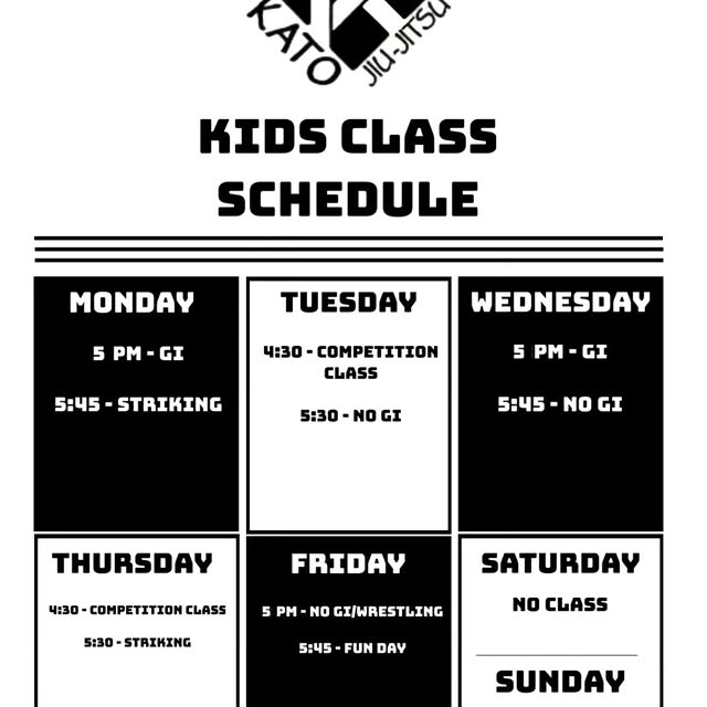 ‼️ KIDS Class Schedule - Fall/Winter 2025 ‼️