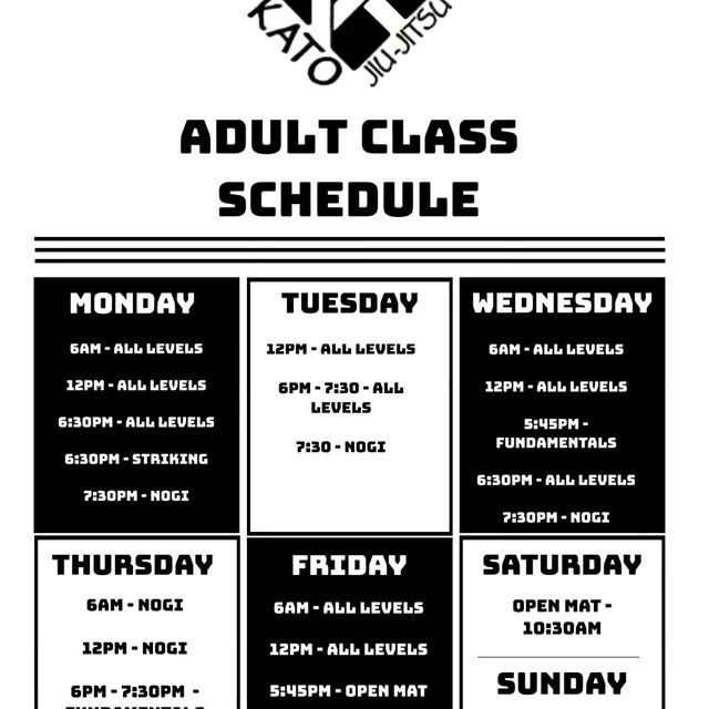 ‼️ ADULT Class Schedule - Fall/Winter 2025 ‼️