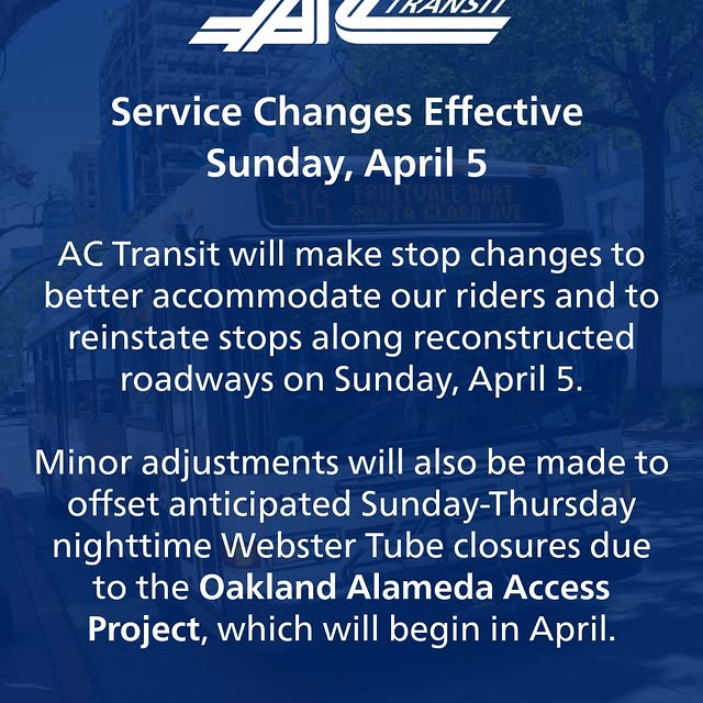 Service Changes take place Sunday, April 5.

Minor service updates will take effect to …