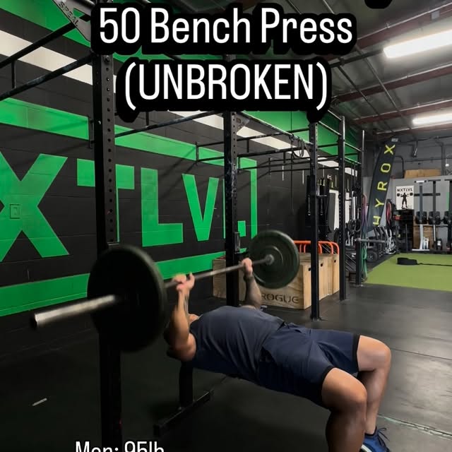 Bench Press Challenge: 50 bench press UNBROKEN at men: 95lb women: 45lb How many can do…
