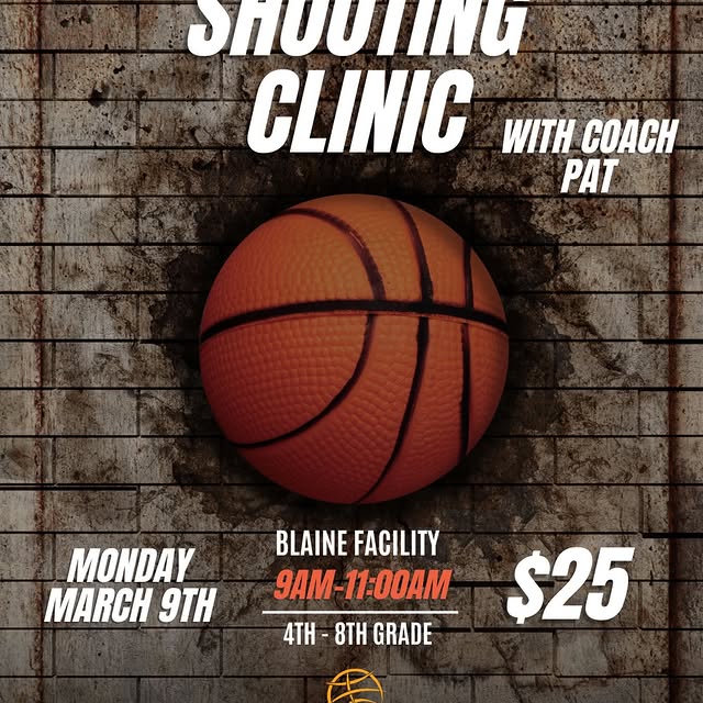 Pop up shooting clinic with Coach Pat! 

Monday, March 9th 

Special $25 rate! Limited …