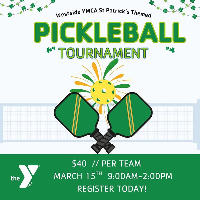 🍀🏓 St. Patrick’s Day Pickleball Tournament at Westside YMCA! 🏓🍀
Join us March 15 fr…