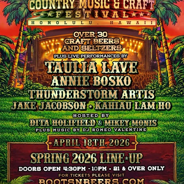 🤠 BOOTS ’N BEERS IS BACK 🤠

Hawaiʻi’s biggest country music festival returns!

📍 Bis…