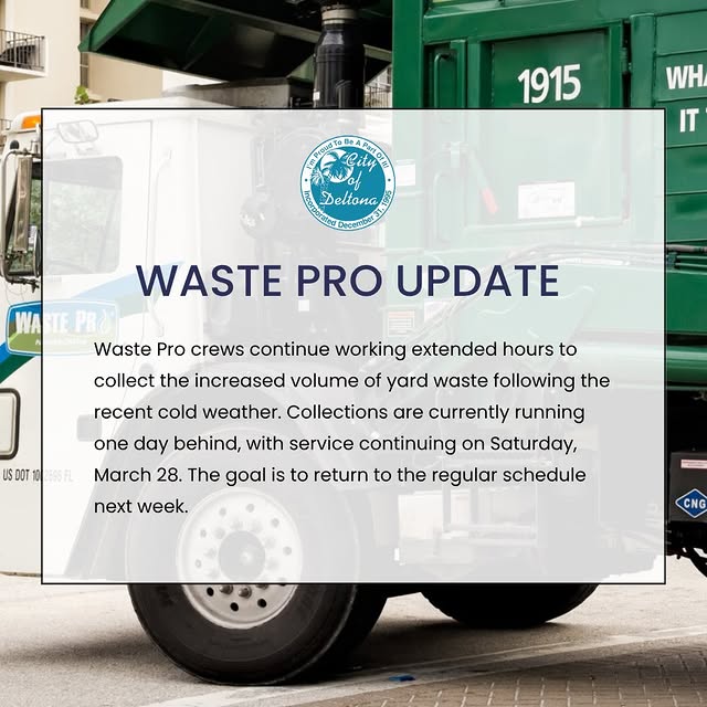 Waste Pro crews continue working extended hours to collect the increased volume of yard…