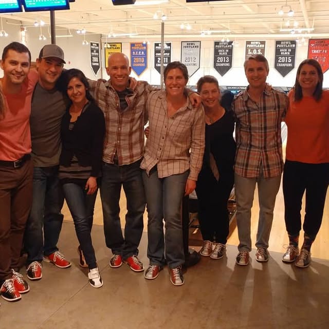 Back Cove Personal Fitness crew breaking a sweat at Bayside Bowl