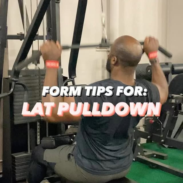 Lat pulldown form tips:

�👉🏾 Position your hands slightly further than shoulder width…