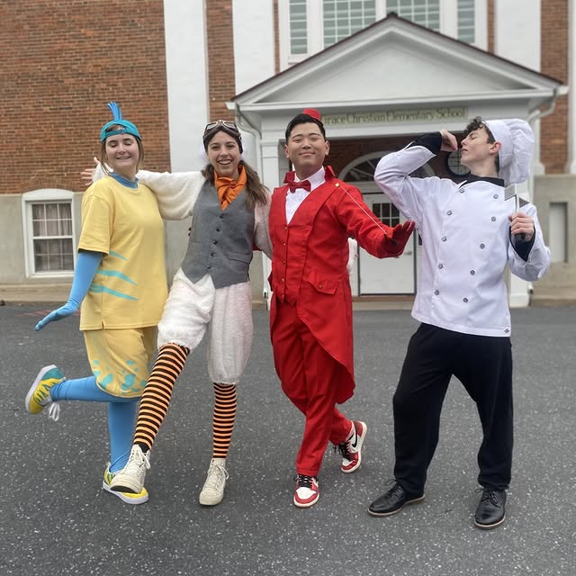 Scuttle, Flounder, Sebastian and Chef Louis greeted students this morning as they arriv…