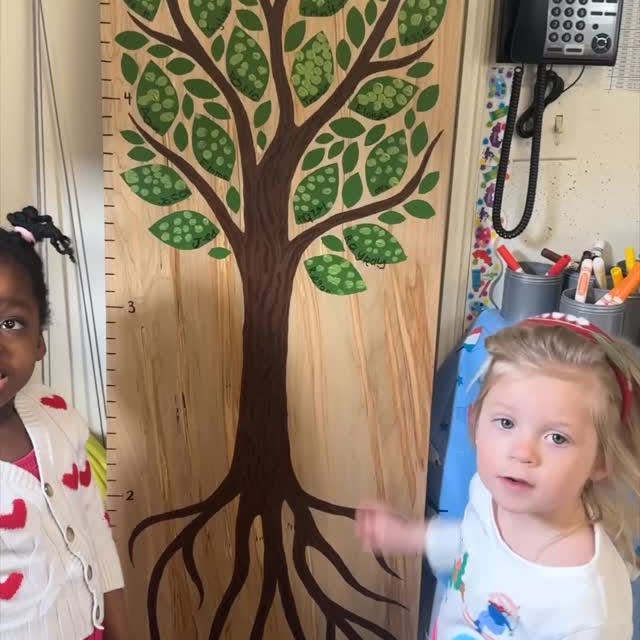 The Pre-K class made a really neat measuring board with all their names painted on it. …