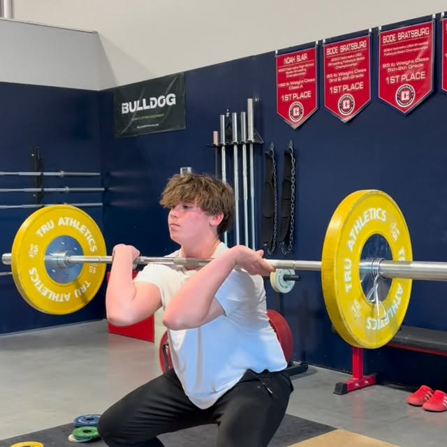 13-year-old newcomer, William, working on Power Cleans from the mid-thigh hang position…