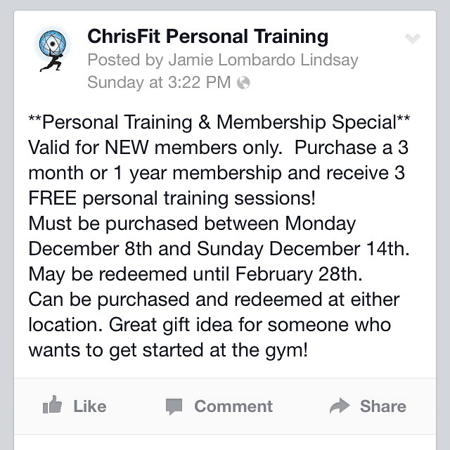 If you have considered Chris Fit ever there is no better time!