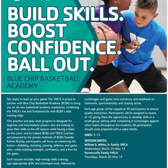 🏀 @bluechipbasketballacademy x @ymcaofnwnc Spring Basketball 

📍William G. White, Jr.…