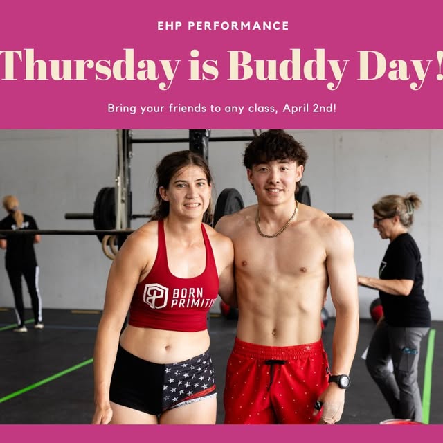 This Thursday is Buddy Day at EHP!  Grab a buddy and try out any class for FREE!  Visit…