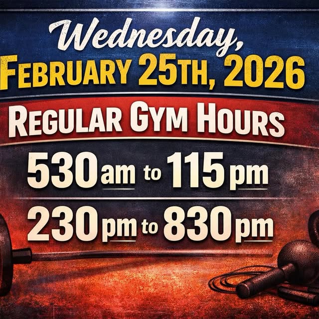 Regular Hours Wednesday 2/25!