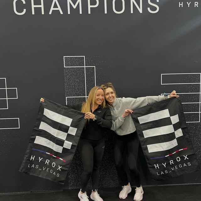 A huge congratulations to Deb Carnes and Kelley Richard for earning the podium in a hug…