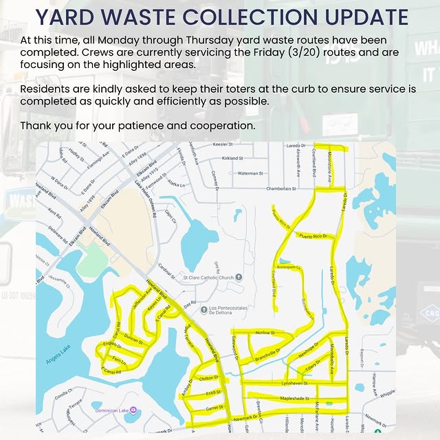 Yard Waste Collection Update

At this time, all Monday through Thursday yard waste rout…