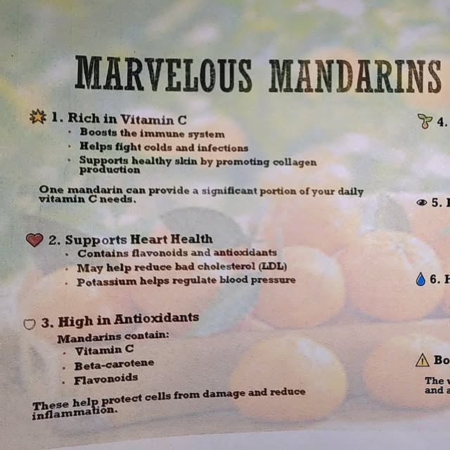 Happy Nutrition Month.  Help yourself to a mandarin after class!