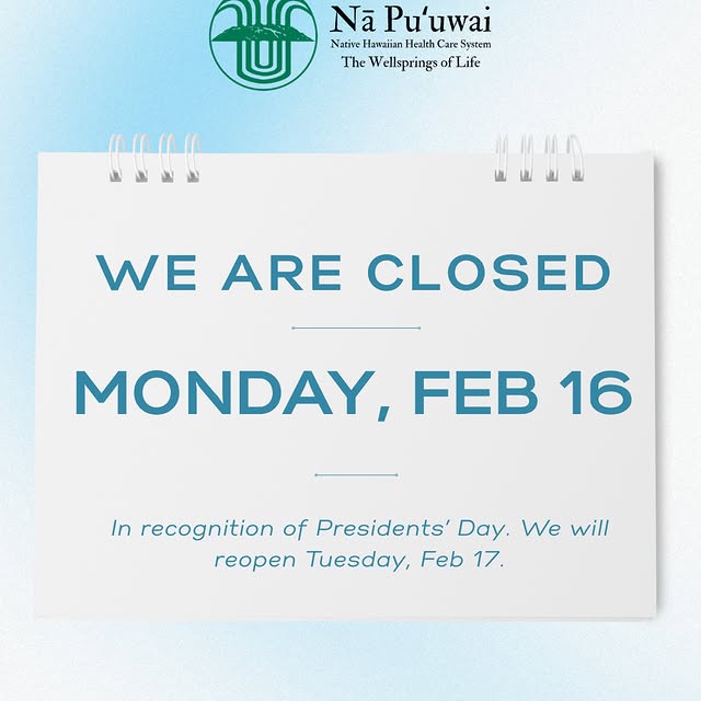 We'll be closed on February 16 in recognition of Presidents' Day.