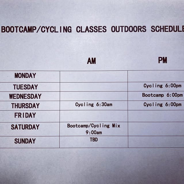 Outdoor Class Schedule 😊