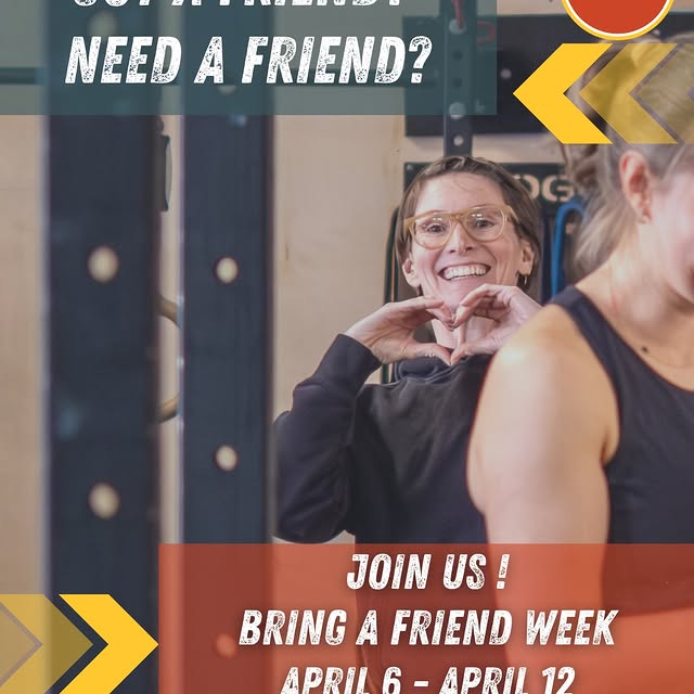 Got a gym buddy? Bring them.
Don’t have one yet? Perfect.

Bring a Friend Week
📅 April…