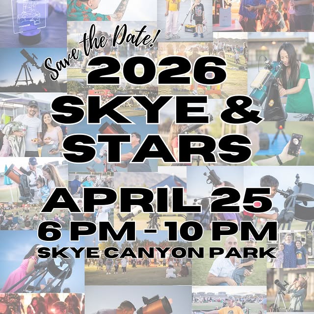 Save the Date 🌌✨
 
Skye & Stars is back! Join us April 25 from 6–10PM at Skye Canyon P…