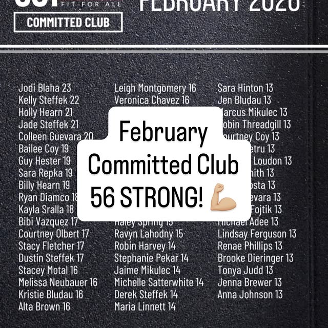 February Committed Club: 56 strong. 💘💪🏼

In a short month, 56 of our members hit 13+…
