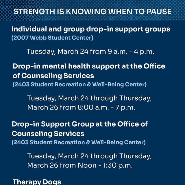 If you need support this week, you have options. There is drop-in support group spaces …