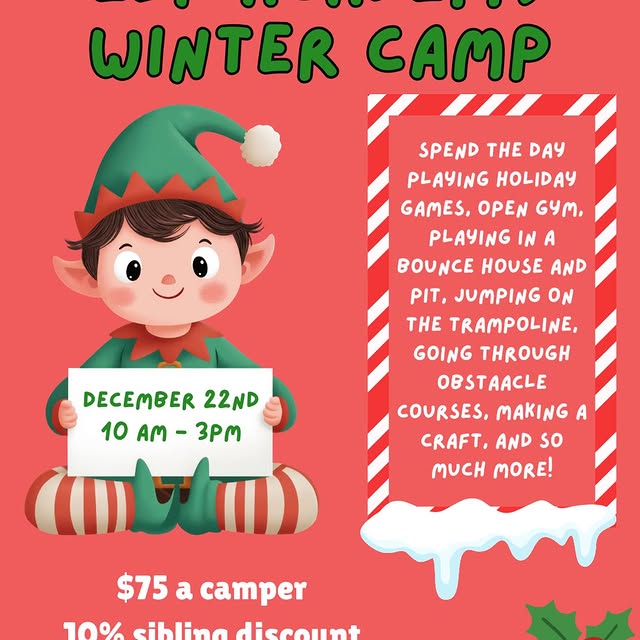 Join us on the 22nd for our Elf Academy Winter Camp! Click the 🔗 in our bio to save yo…