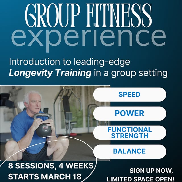 Come join us!

Age Performance Group Fitness: 8 sessions. 4 weeks. 40-50 minutes.

Wedn…