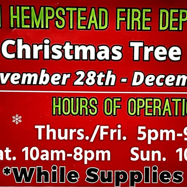 South Hempstead Fire Department is hosting their annual Christmas Tree sale! Thursday t…