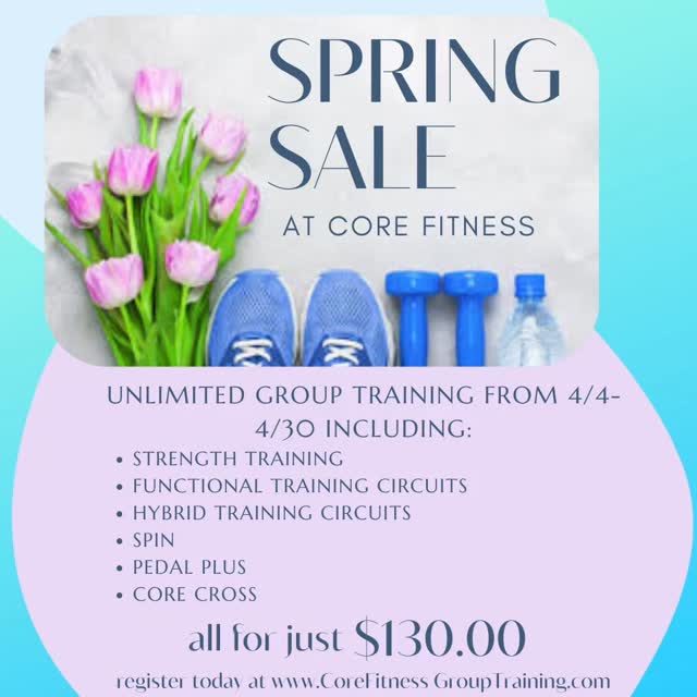 APRIL IS A GREAT MONTH TO TRY CORE FITNESS!
Train from 4/4-4/30 for just $130.00* and r…