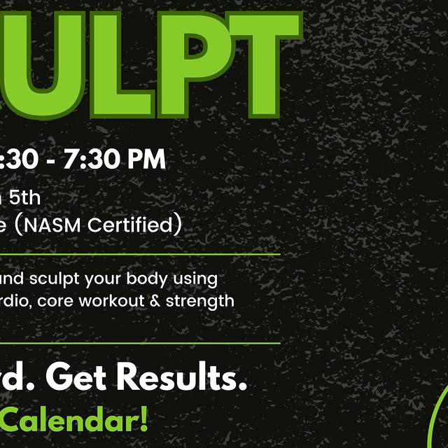 Sculpt is ON tonight 💪🔥

Join us from 6:30-7:30 PM and get ready to work hard and get…