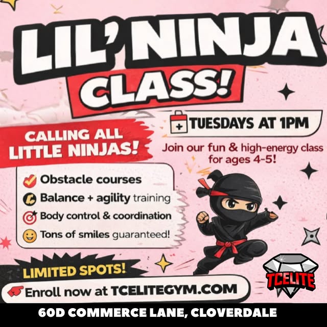 3 spots left! 
Enroll at tcelitegym.com or message to grab your spots