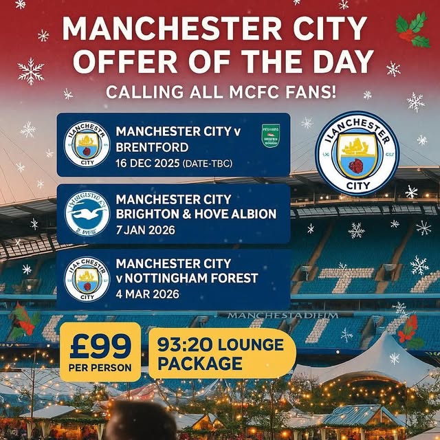 🔥 MANCHESTER CITY – OFFER OF THE DAY! 🔥

💙⚽ Calling All MCFC Fans! ⚽💙

Experience m…