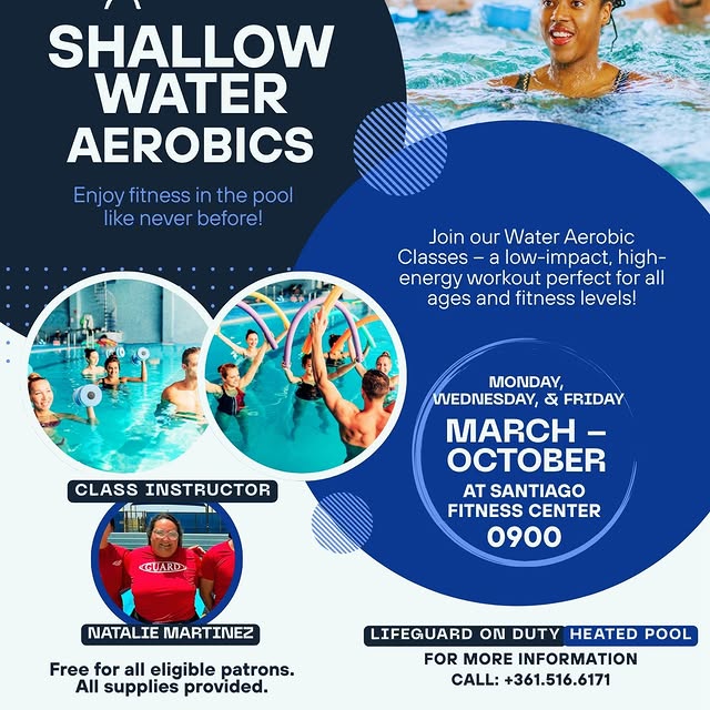 💦 NEW at Santiago Fitness Center! 💦

Shallow Water Aerobics is here! 🌊 Low-impact, h…