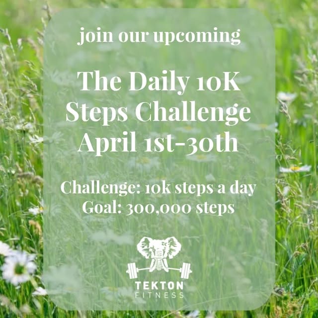 Hello Tekton!

🌻 Mark your Calendars 😉

Join us for THE DAILY 10K Steps Challenge to …