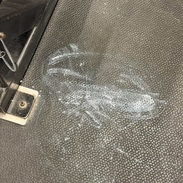 Smearing the chalk all over the floor is not cleaning it up!!!! We have spray bottles a…