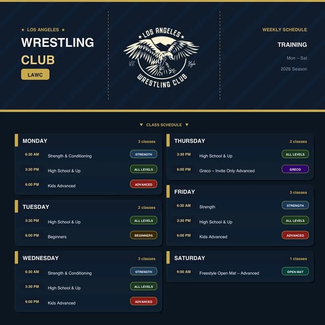 Lawc schedule …… more classes coming 🔥