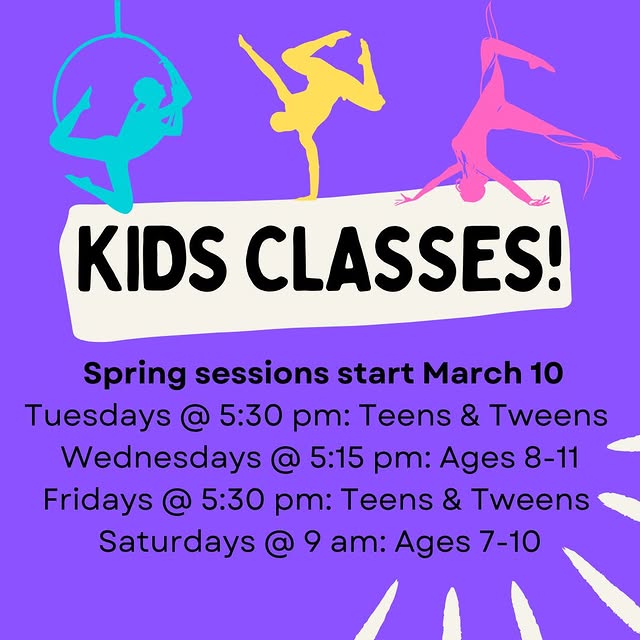 The spring sessions of our kids classes are starting soon! Sign up for 8 weeks of aeria…