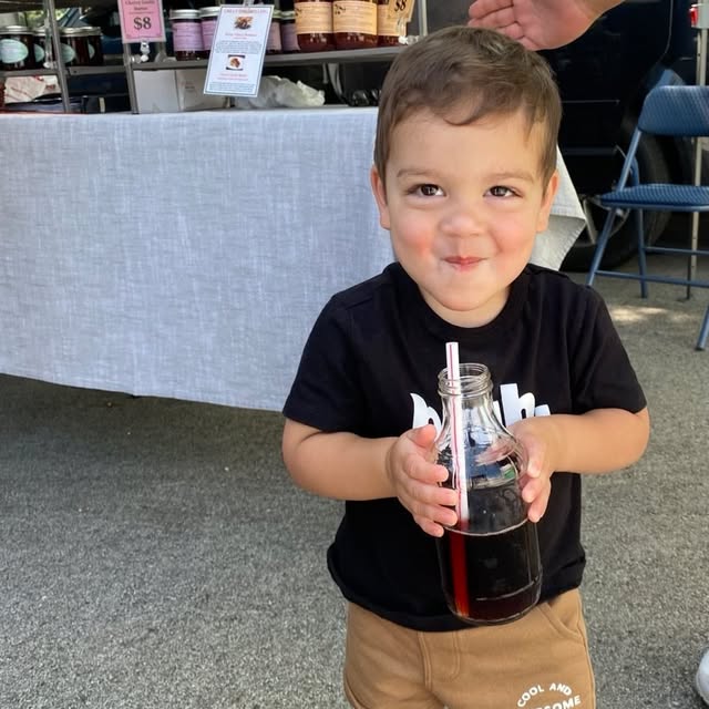 How cute is this little guy? He really enjoyed our refreshing No Sugar Added Cherry Cid…