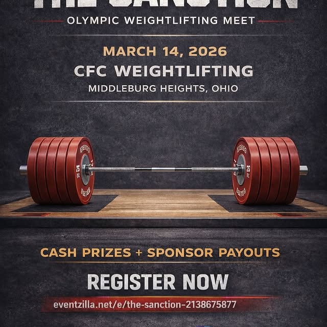 An Olympic Weightlifting meet featuring cash prizes + sponsor payouts.

📅 March 14, 20…