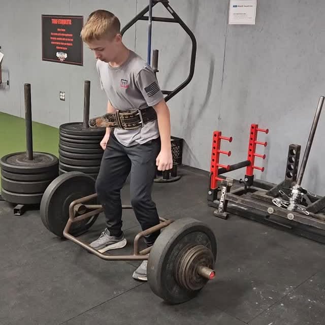 A couple of months ago we were starting at a 140LB best.  Today Landon smoked 220LB.  E…