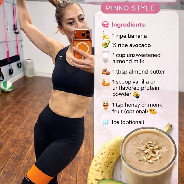 🥑🍌 Banana Avocado Almond Smoothie (Pinko Style)

🛒 Ingredients:
	•	1 ripe banana 🍌
…