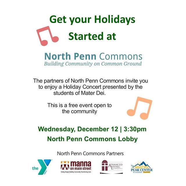 Join us on Wednesday, 12/12 for a holiday concert! #buildingcommunityoncommongrounds