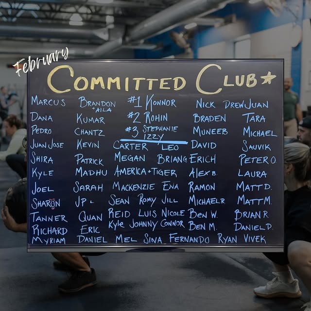 February Committed Club 💙

Consistency showed up strong this month – 3-4x/week, 15+ vi…