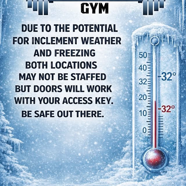 Attention members! Your access keys will work, however due to the current weather we ma…