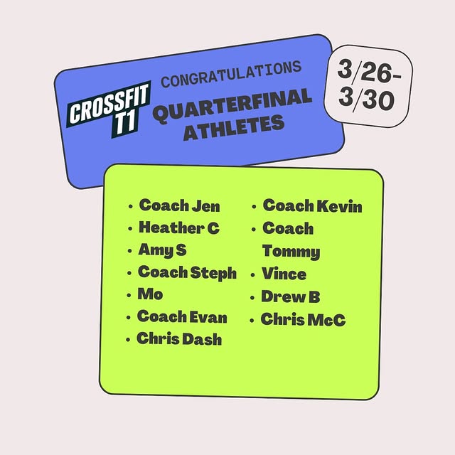 Earned. Not given.

Shoutout to our 12 T1 athletes who fought their way into the CrossF…